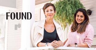 Found logo next to two women on a porch